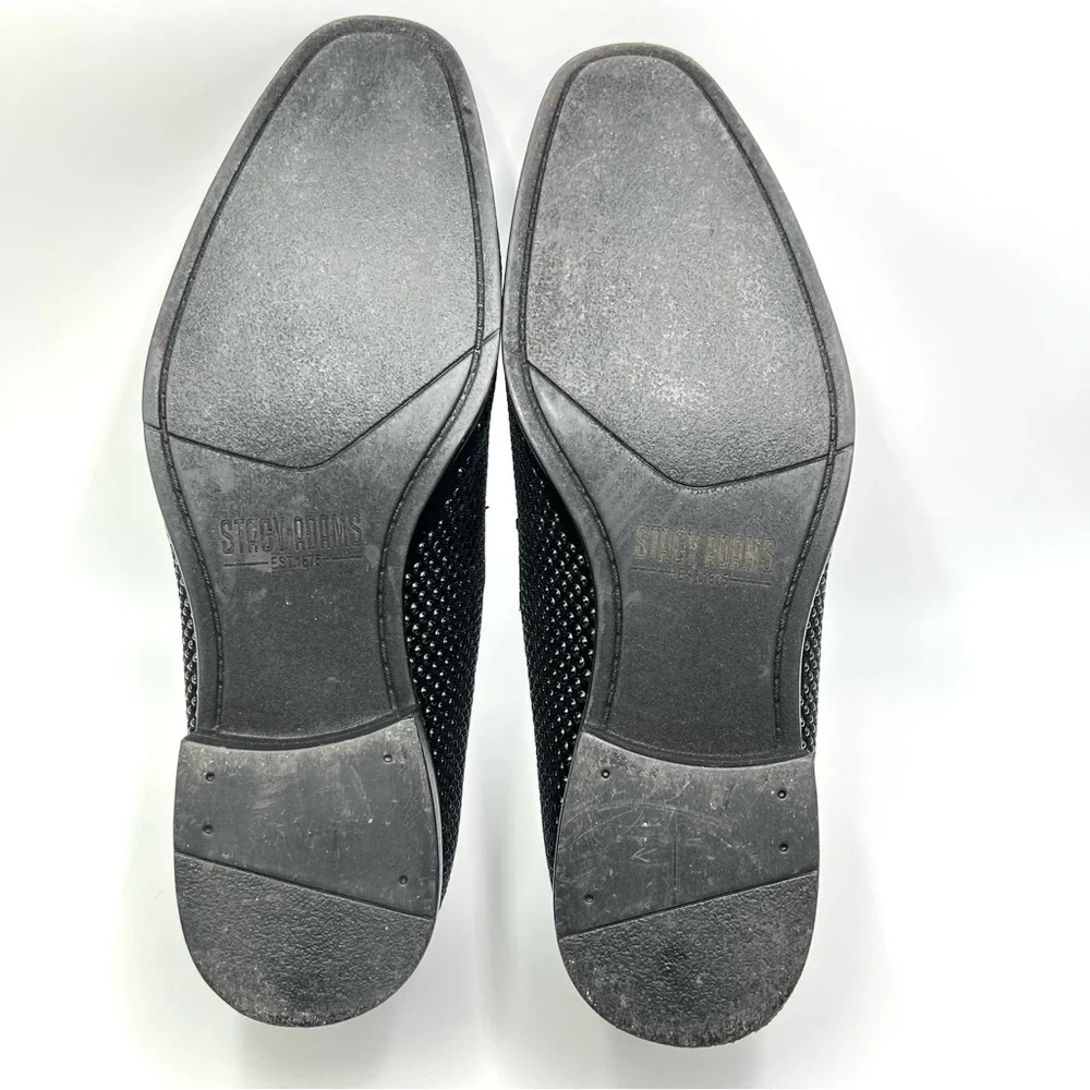 Stacy Adams Mens Size 9.5 Swagger Black Studded Slip On‎ Loafers Shoes